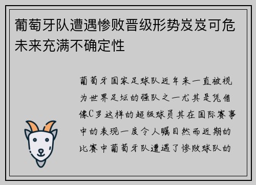 葡萄牙队遭遇惨败晋级形势岌岌可危未来充满不确定性